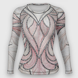 Рашгард женский Нежно розовый орнамент из перьев, цвет: 3D-принт