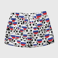 Шорты женские Россия: футбольный фанат, цвет: 3D-принт