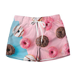 Шорты женские Сладкие пончики, цвет: 3D-принт