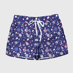 Шорты женские Снежинки и конфетти, цвет: 3D-принт