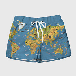 Женские шорты Карта мира детская