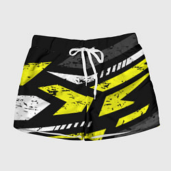 Шорты женские Black yellow abstract sport style, цвет: 3D-принт