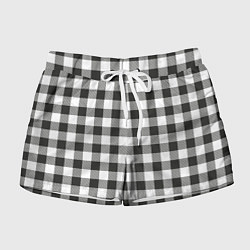 Шорты женские Черно-белая клетка, цвет: 3D-принт