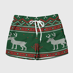 Шорты женские Новый год, цвет: 3D-принт