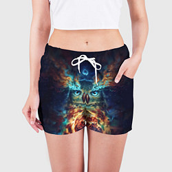 Шорты женские Сова Космос, цвет: 3D-принт — фото 2