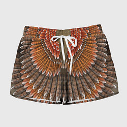 Шорты женские Оперение: орел, цвет: 3D-принт