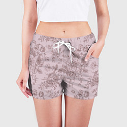 Шорты женские Розы с пионами, цвет: 3D-принт — фото 2