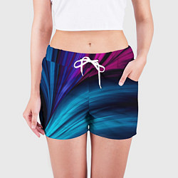 Шорты женские НЕОНОВЫЙ ПОЛОСЫ, цвет: 3D-принт — фото 2