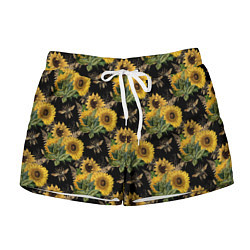 Шорты женские Fashion Sunflowers and bees, цвет: 3D-принт