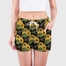 Шорты женские Fashion Sunflowers and bees, цвет: 3D-принт — фото 2