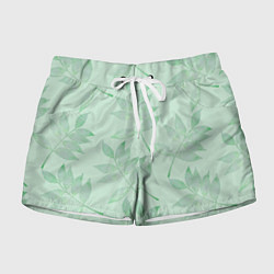 Шорты женские Зеленые листья, цвет: 3D-принт