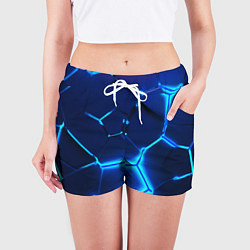 Шорты женские 3D ПЛИТЫ NEON STEEL НЕОНОВЫЕ ПЛИТЫ, цвет: 3D-принт — фото 2