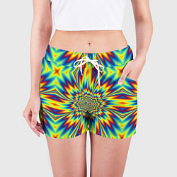 Шорты женские Пульсирующий Огненный Цветок, цвет: 3D-принт — фото 2