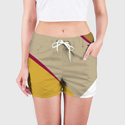 Шорты женские Линии На бежевом Фоне, цвет: 3D-принт — фото 2