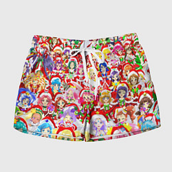 Шорты женские Все аниме персонажи Новый год, цвет: 3D-принт