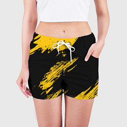 Шорты женские BLACK AND YELLOW GRUNGE ГРАНЖ, цвет: 3D-принт — фото 2
