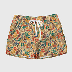 Шорты женские Инструменты Музыкальные, цвет: 3D-принт