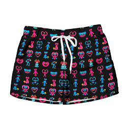 Шорты женские POPPY PLAYTIME HAGGY WAGGY AND KISSY MISSY PATTERN, цвет: 3D-принт