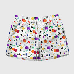 Женские шорты Разноцветные фрукты и ягоды на белом фоне
