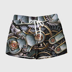 Шорты женские Механизм из шестерёнок в стиле Стимпанк, цвет: 3D-принт