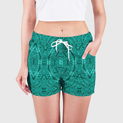 Шорты женские Бирюзовый восточный ажурный узор, цвет: 3D-принт — фото 2