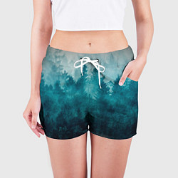Шорты женские Темный хвойный лес, цвет: 3D-принт — фото 2