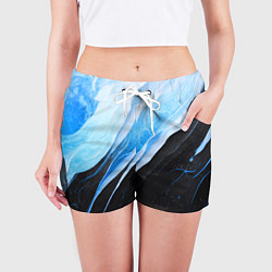 Шорты женские Тёмно-синий мрамор, цвет: 3D-принт — фото 2