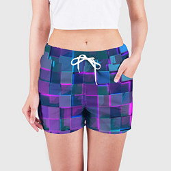 Шорты женские Неоновый киберпанк кубизм, цвет: 3D-принт — фото 2