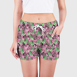 Шорты женские Tropical plants in brown and green, цвет: 3D-принт — фото 2