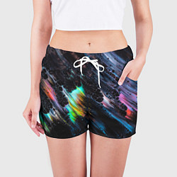Шорты женские Радужное северное сияние, цвет: 3D-принт — фото 2