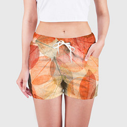 Шорты женские Осенние прозрачные листья, цвет: 3D-принт — фото 2