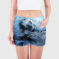 Шорты женские Морозный узор на стекле, цвет: 3D-принт — фото 2