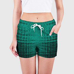 Шорты женские Мозаичный узор в черно -зеленых тонах, цвет: 3D-принт — фото 2