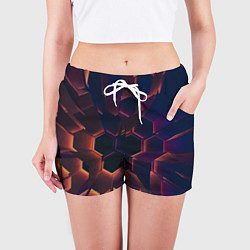 Шорты женские Абстрактные металл и лучи, цвет: 3D-принт — фото 2