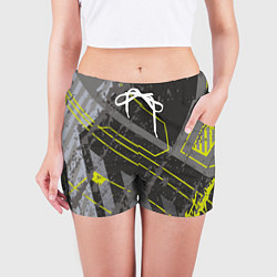 Шорты женские Серо-зеленая абстракция, цвет: 3D-принт — фото 2