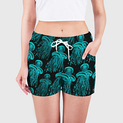 Шорты женские Неоновые медузы, цвет: 3D-принт — фото 2