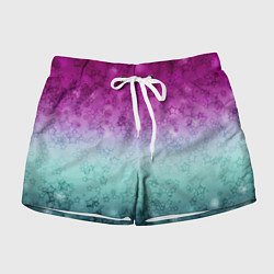 Женские шорты Градиентный узор звезды розово-бирюзовый
