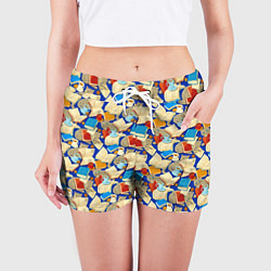 Шорты женские Книги и котики, цвет: 3D-принт — фото 2
