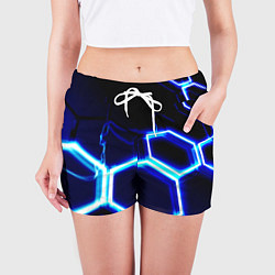 Шорты женские Neon abstraction plates storm, цвет: 3D-принт — фото 2