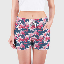 Шорты женские Паттерн сакура, цвет: 3D-принт — фото 2