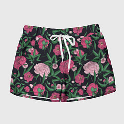 Шорты женские Заросли розовых пионов, цвет: 3D-принт
