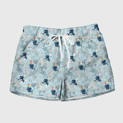 Шорты женские Японский паттерн с журавлем, цвет: 3D-принт