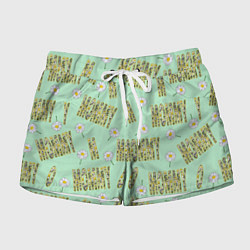 Шорты женские Мамуля - надпись и ромашка, цвет: 3D-принт