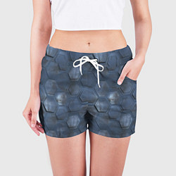 Шорты женские Металлические плиты, цвет: 3D-принт — фото 2