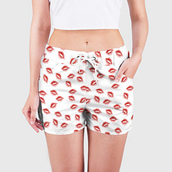 Шорты женские Поцелуи - паттерн, цвет: 3D-принт — фото 2