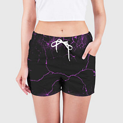 Шорты женские Молнии - неон, цвет: 3D-принт — фото 2