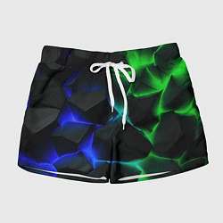 Шорты женские Синие и зеленые плиты, цвет: 3D-принт