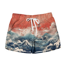 Шорты женские Японское море в ретро стиле, цвет: 3D-принт