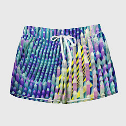 Шорты женские Прямотреугольный блочный паттерн, цвет: 3D-принт