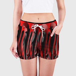 Шорты женские Пластик красно-черный, цвет: 3D-принт — фото 2